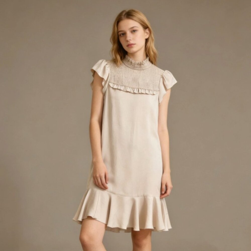See By Chloé Dress 40 US 8 Cream Ruffled Knee Length Dress‎